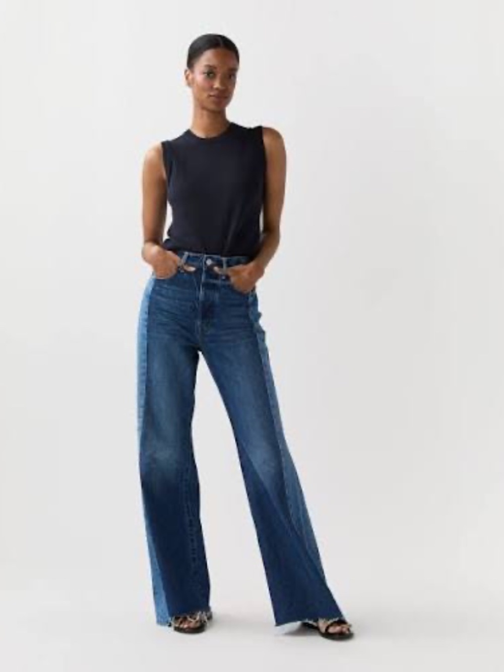 MOTHER The Tux Sidestepper Sneak Fray High-Rise Wide-Leg Jeans- NWT -Size 30 - Picture 4 of 14